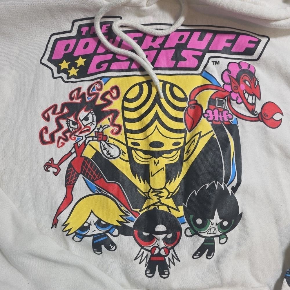 Powerpuff Girls Jacket Womens Size Small White Y2K Cartoon Hoodie Athletic - Picture 3 of 9